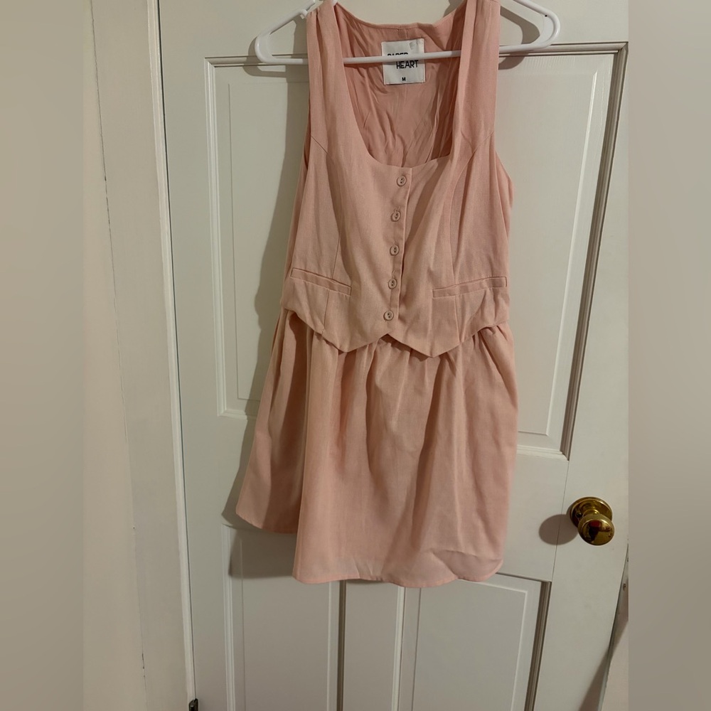 Pink Sleeveless Button-Down Dress